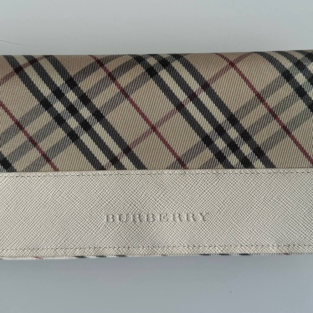 Burberry Beige and Black Plaid Wallet